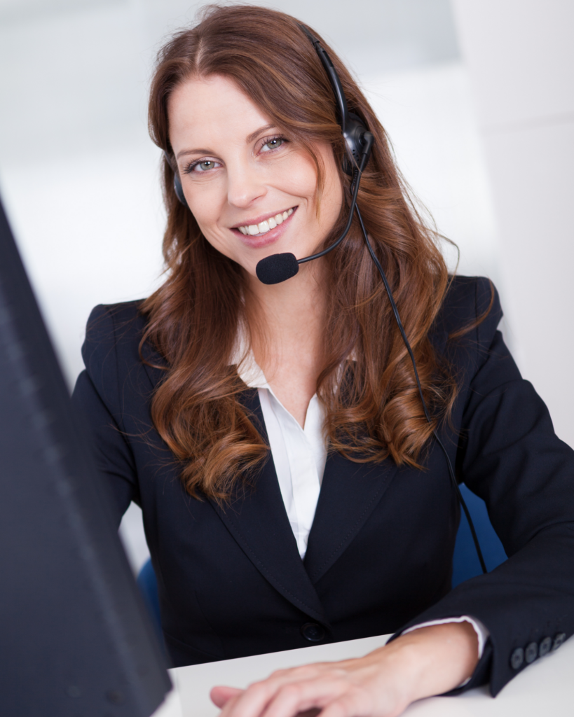 Smiling receptionist or call centre worker