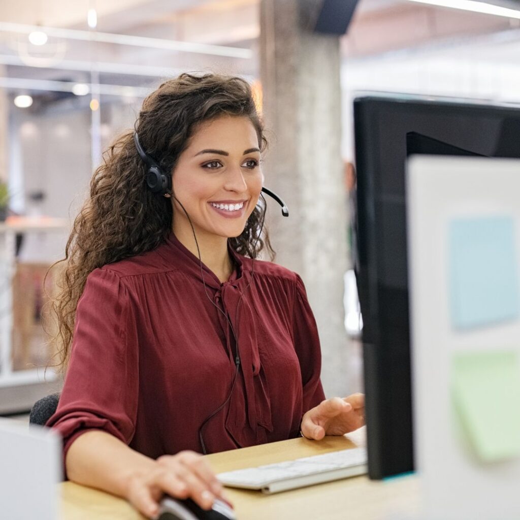 bilingual woman headset computer