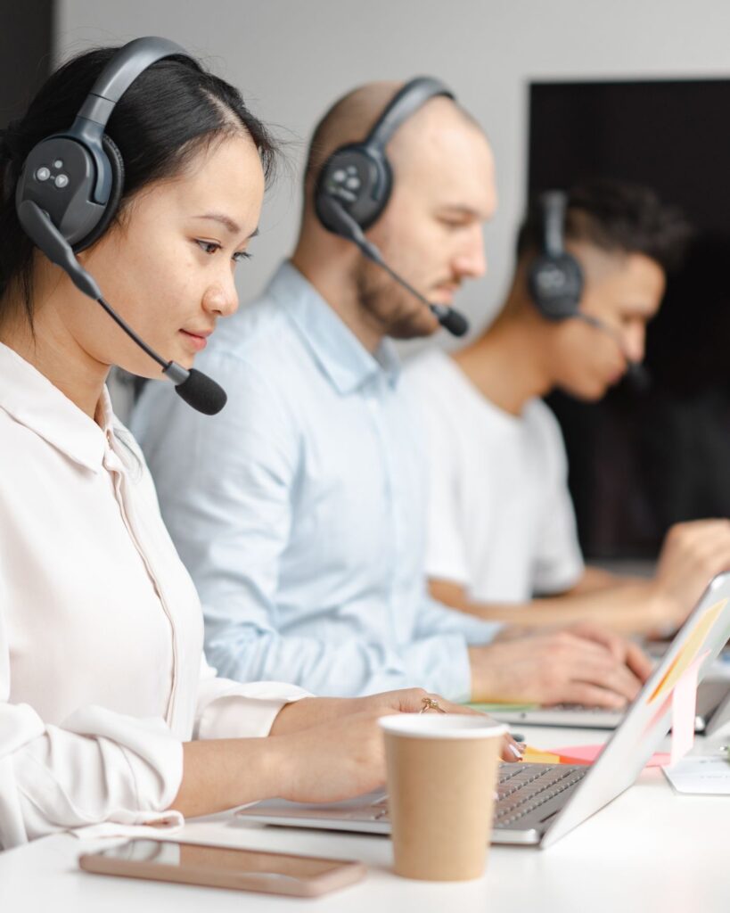 call center woman headset